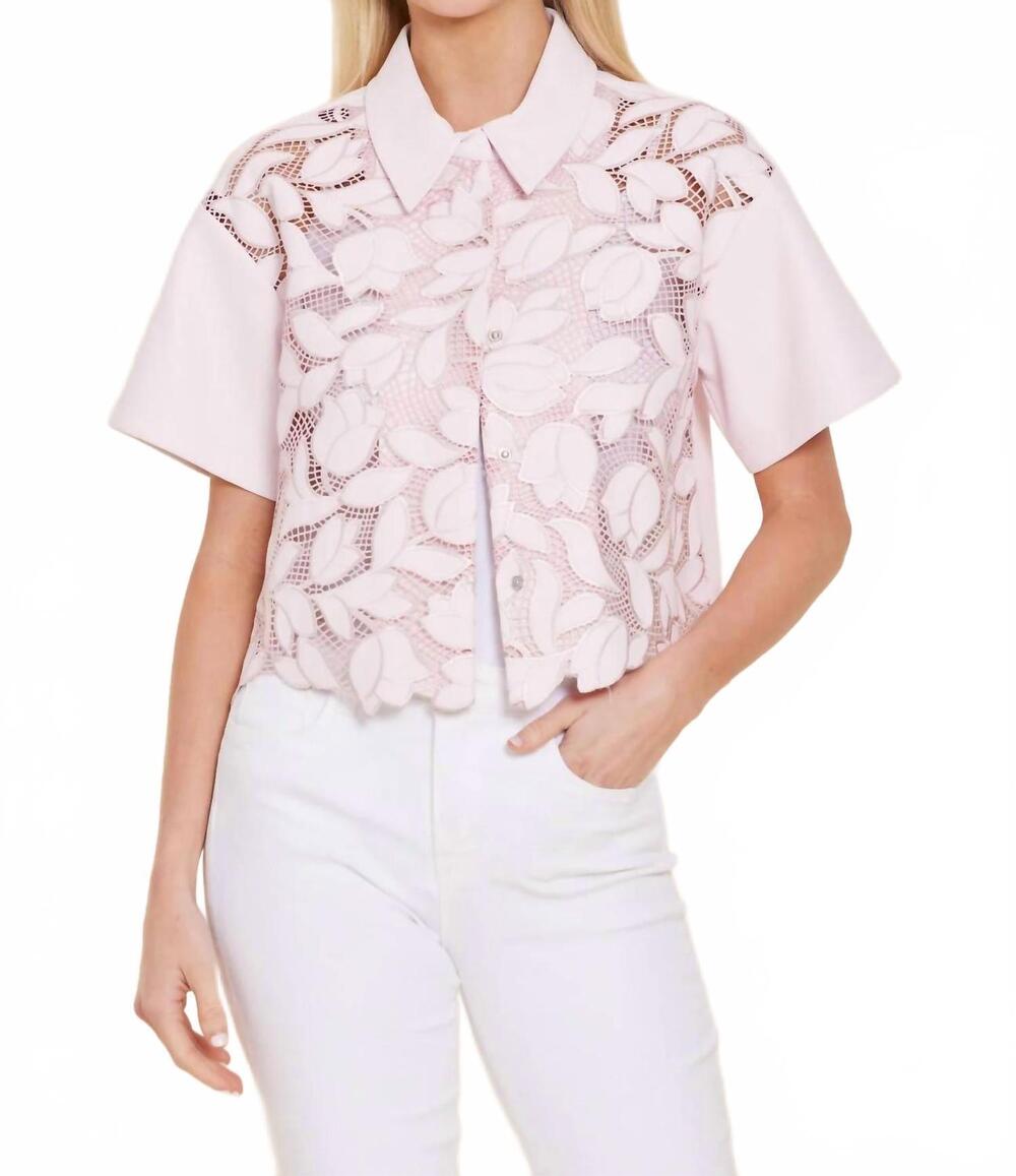NEW DOLCE CABO faux leather floral cutout top in pink